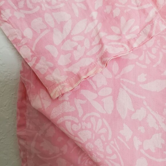 Ralph Lauren Floral Cotton Top Size XS Floral Half Button 3/4 Sleeve Pink FLAW - Picture 6 of 10